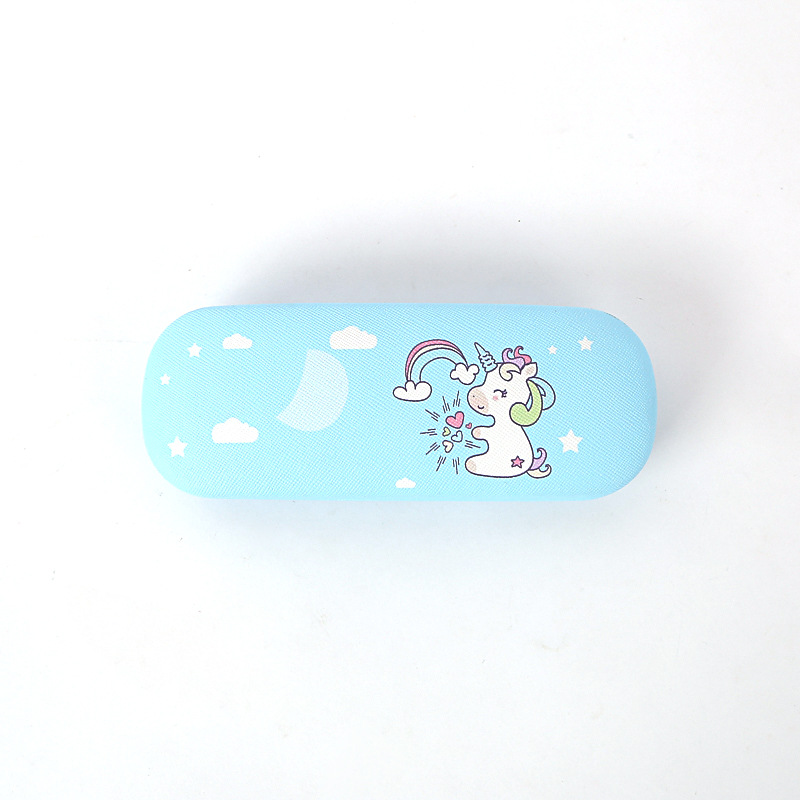 Чехол для очков жесткий "Единорог" голубой