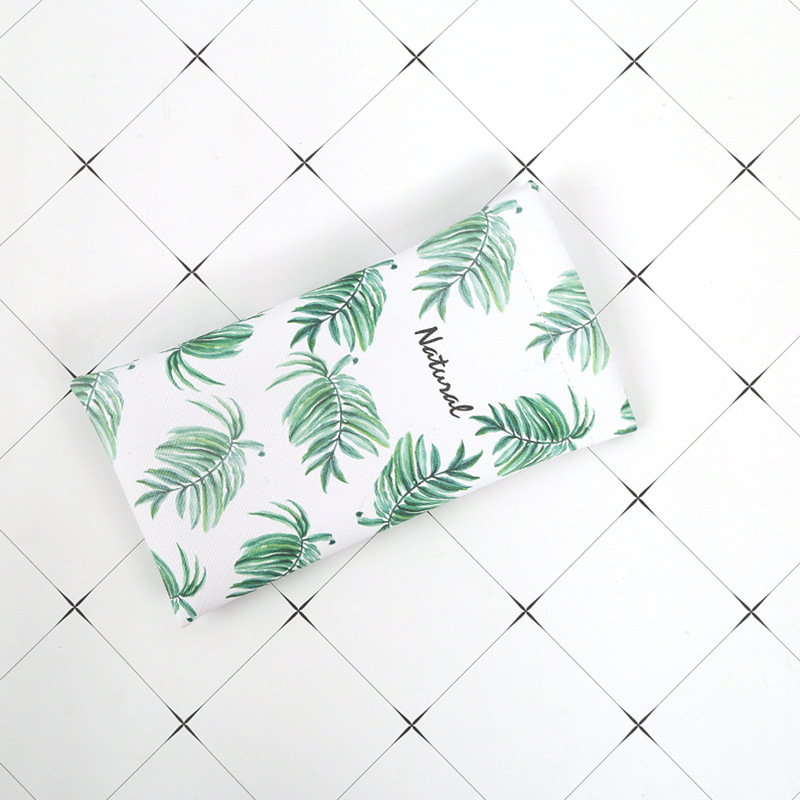 Чехол для очков мягкий "Natural" зеленые листики