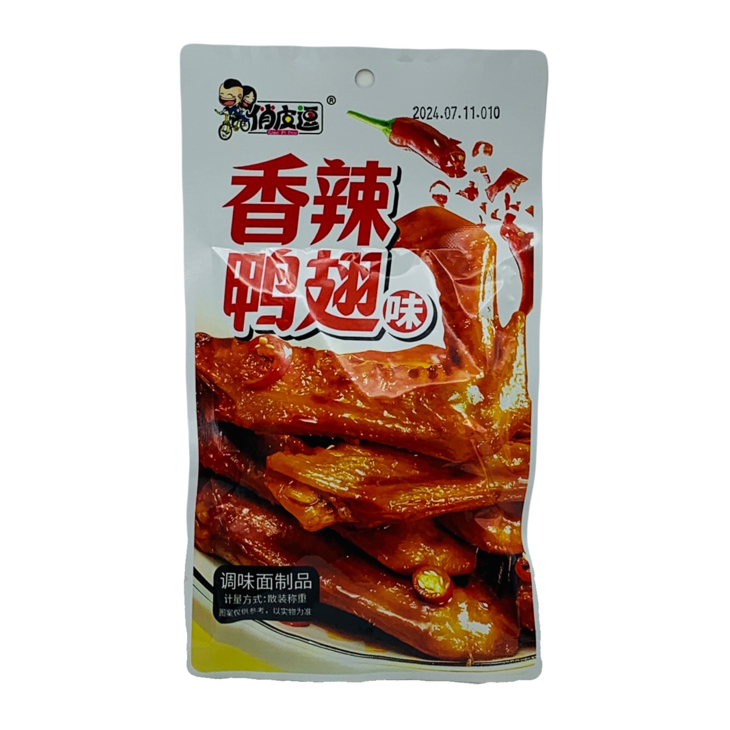 Острый снек Qiao pi dou со вкусом утиных крылышек, 22г