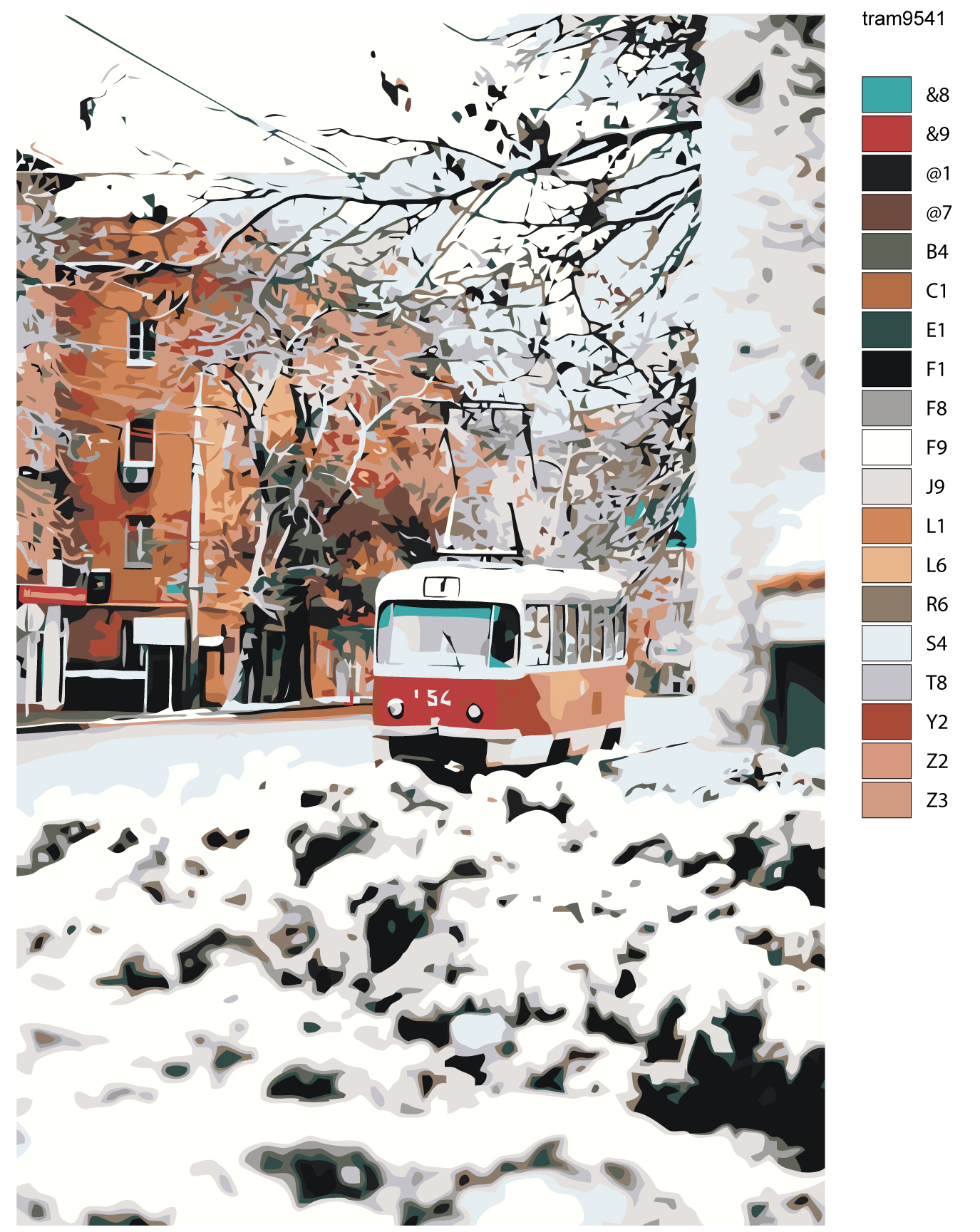 Картина по номерам (нал) 40*60 см "Донецк. Зимний трамвай" tram95411