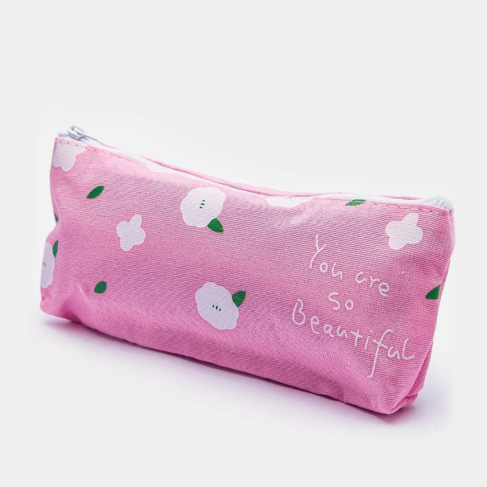 Пенал розовый с цветочками