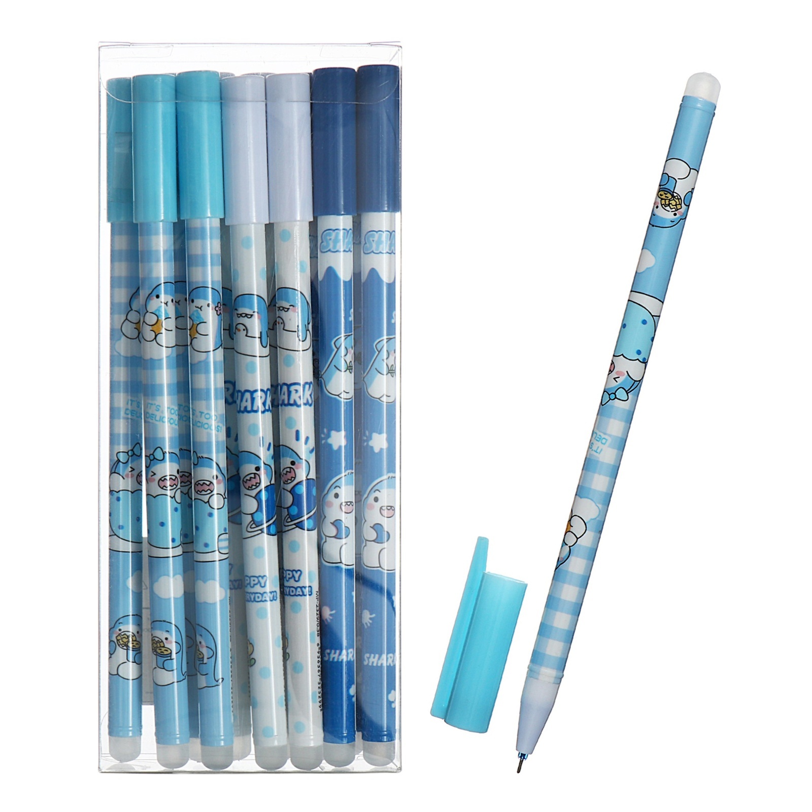 Ручка гелевая СТИРАЕМЫЕ ЧЕРНИЛА, 0.5 мм, корпус "Акула", стержень синий, МИКС