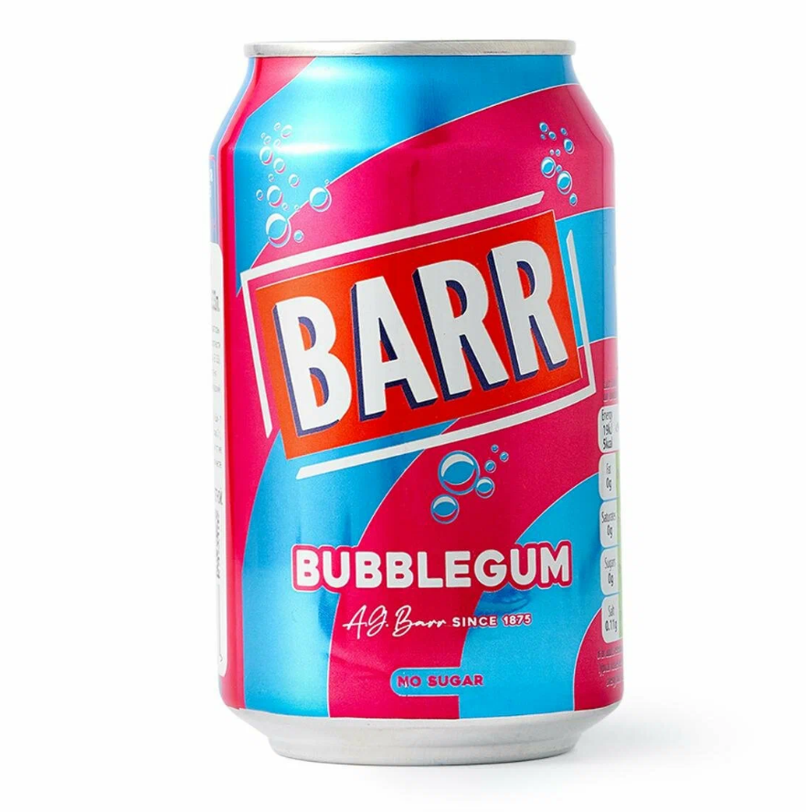 Сильногазированный напиток BARR Bubblegum No Sugar со вкусом бабл-гам (без сахара), 330 мл