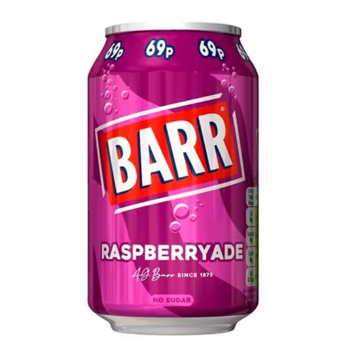Сильногазированный напиток BARR Raspberryade No Sugar со вкусом малины (без сахара), 330 мл