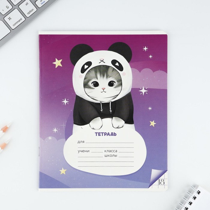 Тетрадь в клетку, 18 листов, А5, на скрепке, блок №1«Котя» МИКС - фото 5