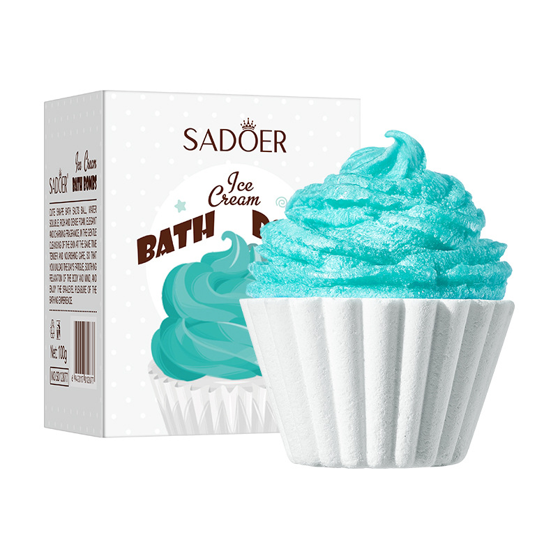 Бомбочка для ванны "Пирожное" (кекс) голубой верх