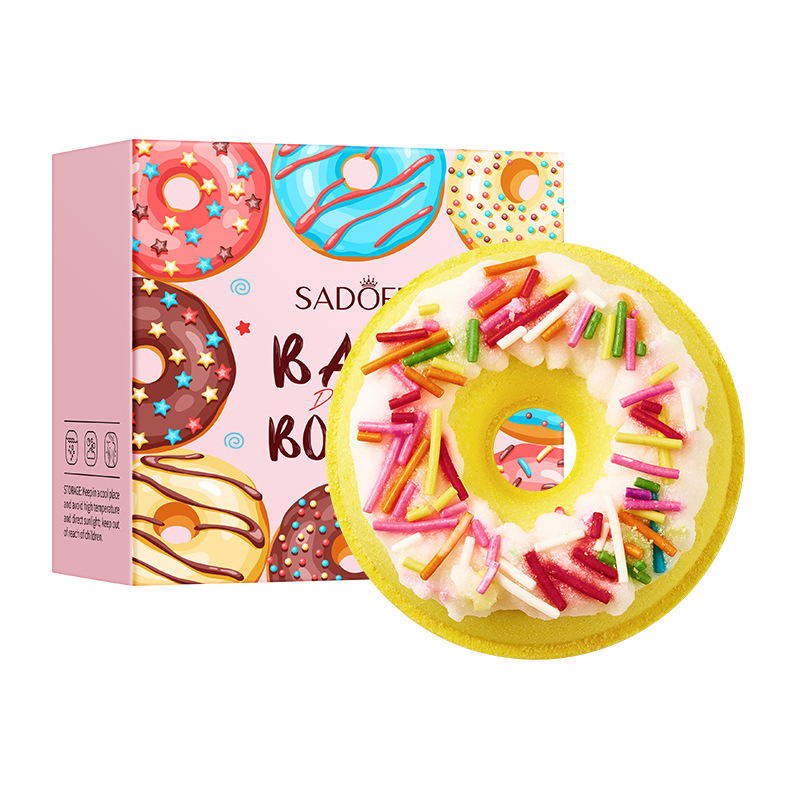 Бомбочка для ванны "Пончик" желтый с продолговатой присыпкой