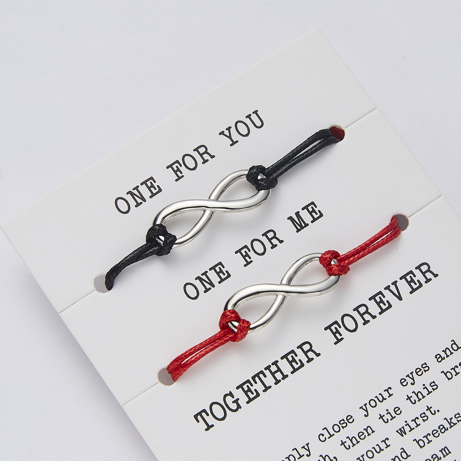 Парные браслеты "Вечность" черный+красный (на белой основе)