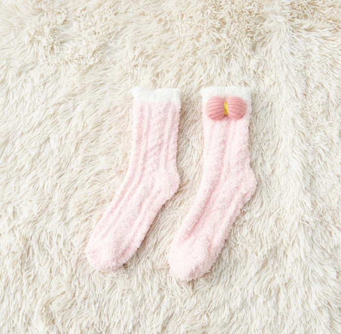 Носочки махровые розовые "Бантик"