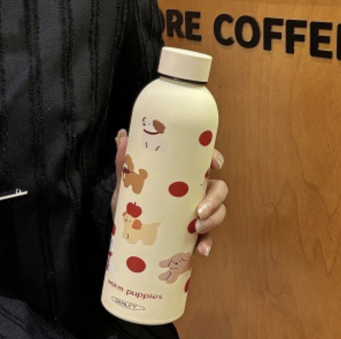 Термос 500мл розовый "Щеночки"