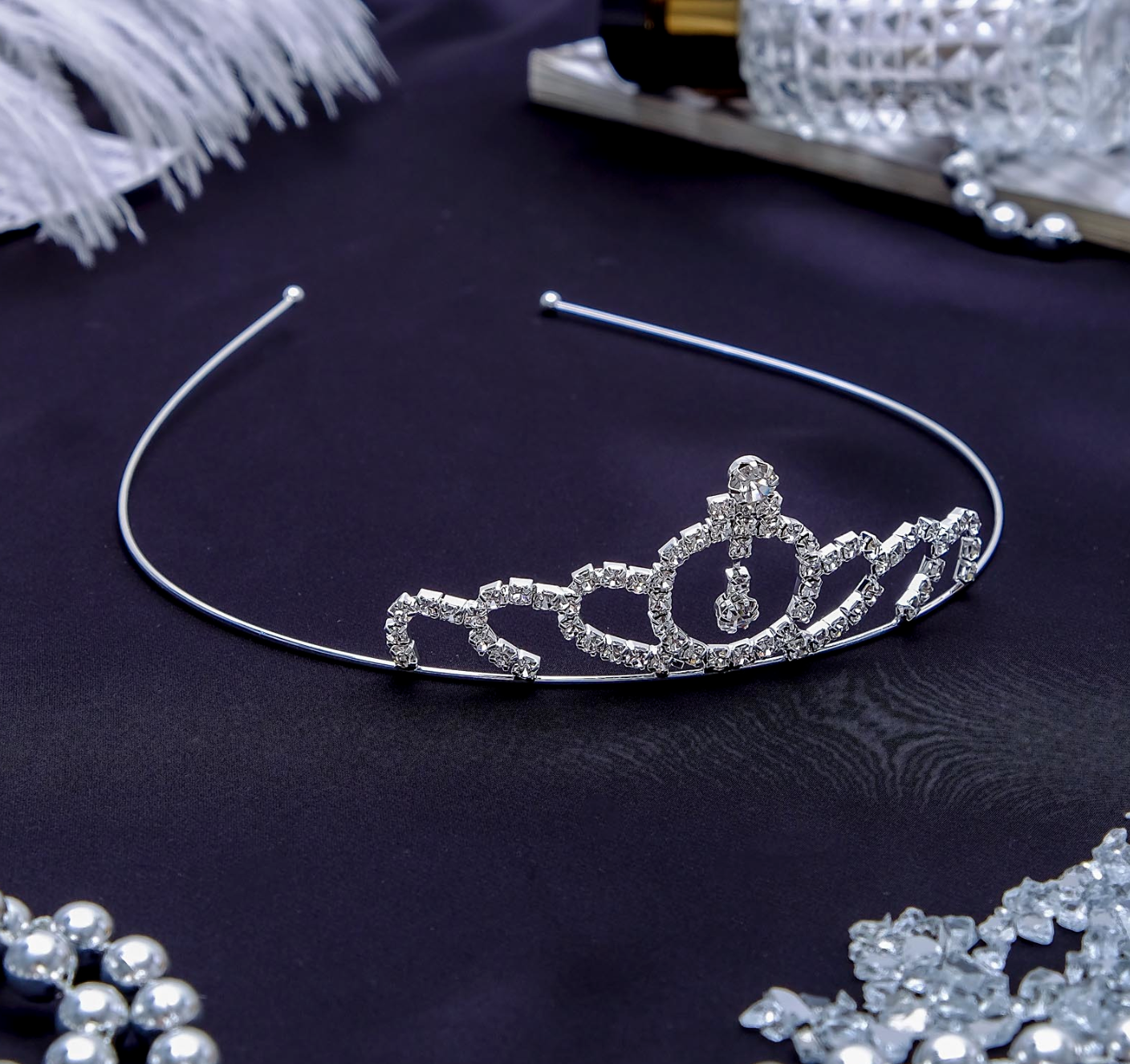 Диадема для волос "Блум" 3,5 см, серебро