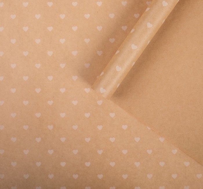 Бумага упаковочная крафтовая «Сердца», 50×70 см