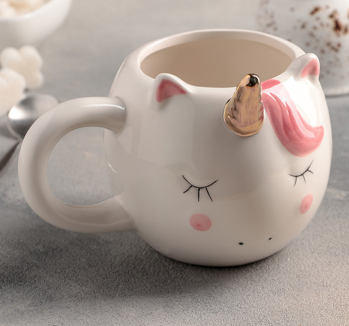 Кружка «Единорог», 550 мл, доломит, белая