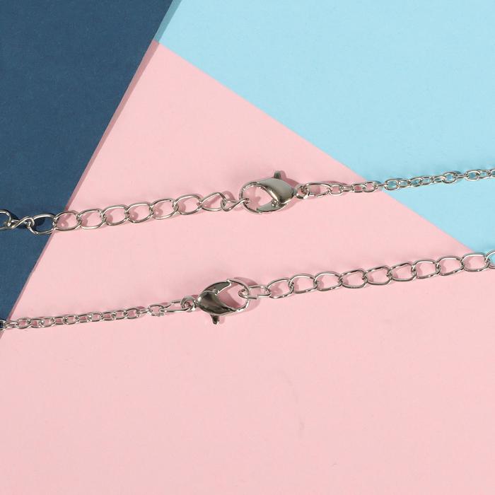 Кулоны "Неразлучники" радуга, bff, цветные в серебре, 45 см - фото 3